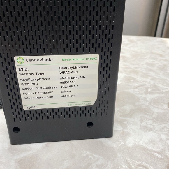 CenturyLink C1100Z ZyXel Wireless WiFi Modem Router w/ Power Adapter - Picture 2 of 4